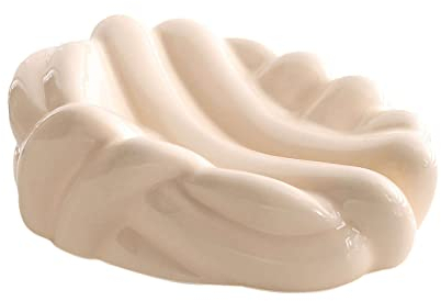 Soap DishSoap Tray，Soap Drainer rack，European Style Soap Holder, Ceramics Simple Hemp Soap Box Soap Dishes For Bar Soap, Porcelain Soap Saver, Oval Soap Tray, For Bathroom Decoration-White-13x5cm ( Co