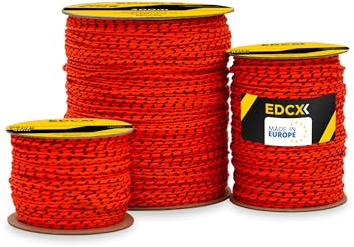 EdcX Mason's Cord ⌀1,7mm | 50m, 100m and 300m | Nylon | Brick Line, Mason Line Level for Construction, Gardening, DIY | Tear-Resistant, Weatherproof, Low Stretch Utility Cord (Orange+Black, 300 m)