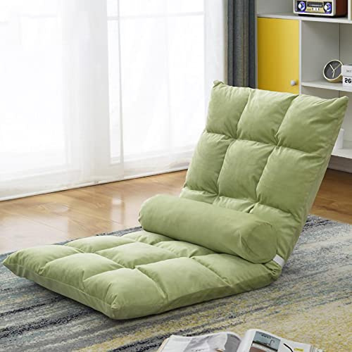 Bodensofa, Sofastuhl Mit Klappbarer Rückenlehne, Bodenstuhl, 2-in-1 Bodensessel Bett mit Rückenlehne Verstellbare Sitzkissen Für Camping, Wohnzimmer, Schlafzimmer, Arbeitszimmer, Balkon usw (Grün)