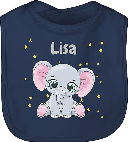 Geschenk mit Namen personalisiert by Shirtracer - Baby Lätzchen - Süßer Elefant mit Name personalisiert I Elefanten Geschenk Elefantenmotiv
