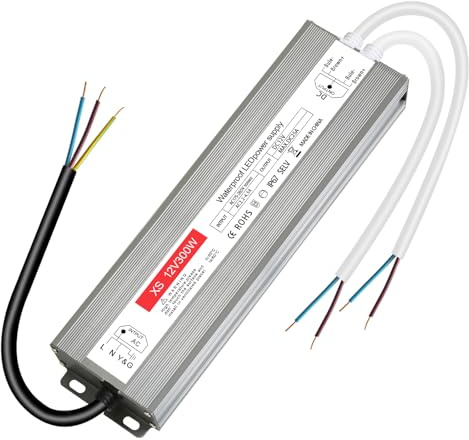 led trafo 12v 25A, IP67 Wasserdicht led transformator 12V 300w | trafo 230v auf 12V 300W, netzteil 12v für G4 GU5.3 MR11 MR16, Nicht Dimmbar, kein Flimmern, Kein Rauschen