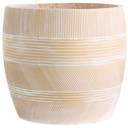 Olly & Rose Extra Großer Pflanztopf Gemustert - Faser-Zement Terrakotta Garten Pflanzkübel - XL Blumentopf - D 44cm 17,5 Zoll H 40cm