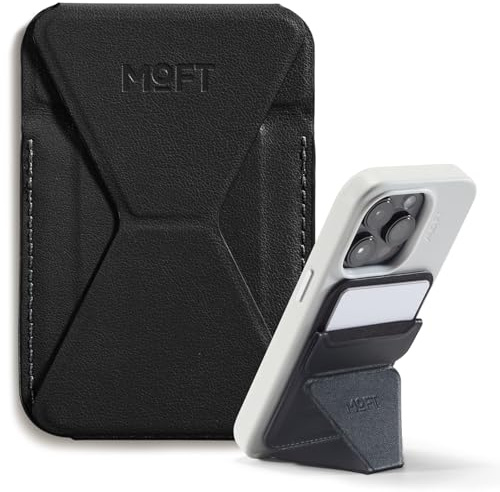 MOFT MagSafe Wallet Stand for iPhone 17/16/15/14/13/12 Series Compatible with MagSafe, MOVAS Vegan Leather Magnetic Phone Stand with 3 Viewing Angles, 2 Cards Holder