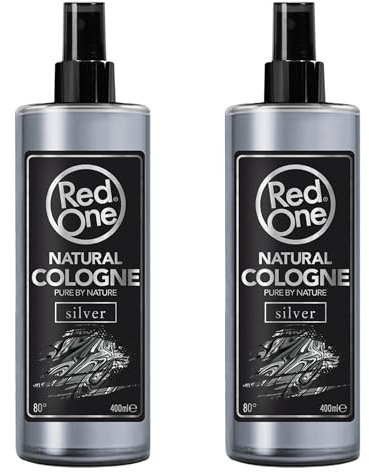 Redone Après-rasage naturel en spray Barber Cologne Silver - 2 x 400 ml - Parfum longue durée - Produit de soin de qualité supérieure pour homme - Lot de 2