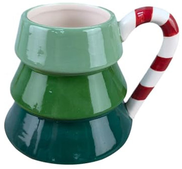 Fulenyi -Weihnachts-Keramikbecher, einzigartige Form, Weihnachtstasse, Neuheit, Kaffeetasse, Weihnachtsbaum-Tasse, Keramik, Weihnachtsfigur, niedliche Tassen, Urlaubs- und Geburtstagsgeschenk