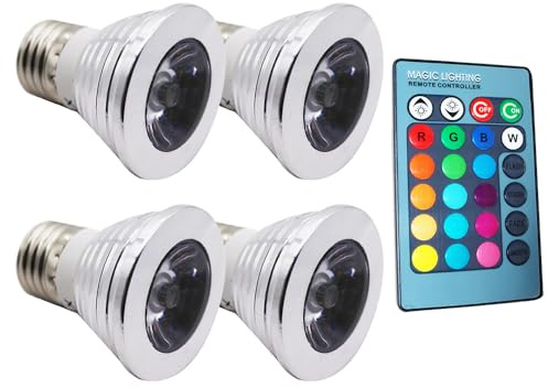 Chao Zan E27 3W LED Smart Lampe,Mehrfarbrige dimmbare Glühbirne,LED spot für Tischlampe, Deckenleuchte, Garage, Schlafzimmer (4 Stück)