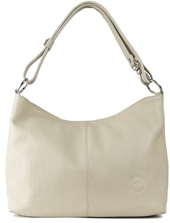 1990s Borsa a tracolla donna in vera pelle, borsa a spalla media in pelle, hobo con tracolla estensibile., beige