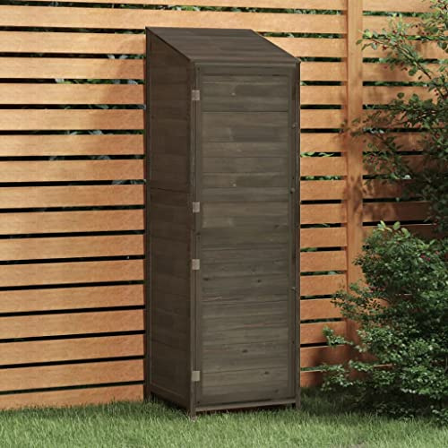 Cobertizo de jardín de exterior antracita 55 x 52 x 174,5 cm, madera maciza de abeto para hogar y jardín