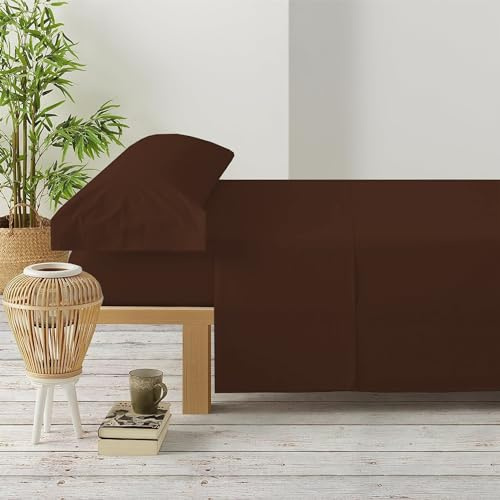 GREATOYAR Juego de Sábanas, Set de Sabanas con 4 Piezas, 1 Sábana Bajera, 1 Sábana Encimera y 2 Fundas de Almohadas Larga, 4 Piezas, 100% Poliéster, para Cama 200x190cm, para Cama 200x200cm, Marrón