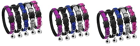 INOOMP 15stücke Verstellbares Katzenhalsband Mit Glöckchen Teiliges Aus Nylon Und Sicheres Schnellverschluss-Design Für Kätzchen Und Kleine Haustiere