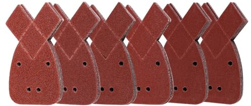 Funnytek 60PCS Black and Decker Mouse Sander Pads(10x40/60/80/120/180/240) | Hook and Loop, Aluminium Oxide Grain, Sanding Sheets with Extra 2 Tips, 4-Hole Dust Extraction for Wood, Metal & Paint
