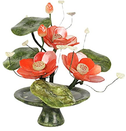 Künstlicher Bonsai-Baum Künstlicher Bonsai im chinesischen Stil, Jade, weißer Lotus, Dekoration, Simulation, Lotus, Topf, künstliche Zimmerpflanzen, Büro-Desktop-Display Bonsai Kunstpflanze