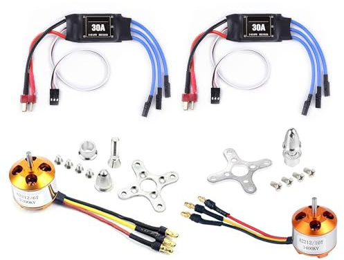 Niejgay 2Pack 2212 1400Kv/2200Kv Moteur Brushless Outrunner avec Support 10T/6T + 30A ESC pour Pièces de Rechange D'Accessoires de Pièces D'Aéronef Rc Quadcopter