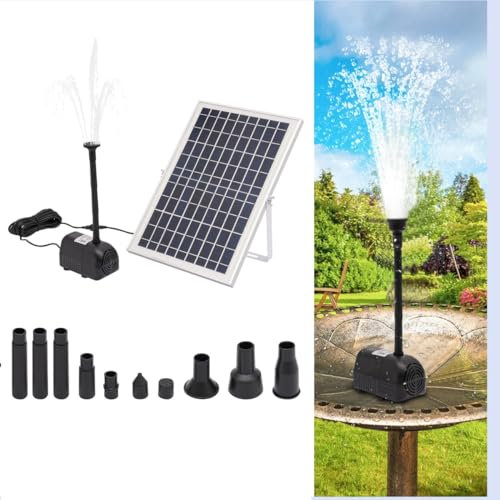 WSIKGHU Solar Springbrunnen für Außen, 10 Watt Solarbrunnen, 1000 Liter/Stunde Teichpumpe, Solar Teichpumpe Maximale Förderhöhe 2,5 Meter für Garten Fischteich Wasserspiel Vogelbäder