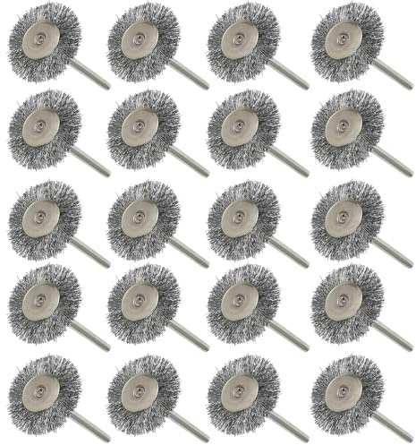 LEPEVNEY 20 Pcs Wire Brushes Wire Wheel Brush 22mm x 3mm Shank Wire Wheels for Grinder Rotary Tool