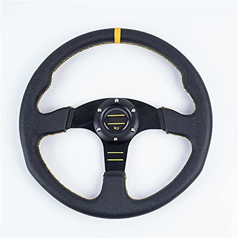 Sportlenkrad,Drifting Steering Wheel,Lenkrad Universal 14inch 350mm Racing Sport Lenkrad Autolenkrad Sport Lederlenkrad mit Logo(Black Yellow)