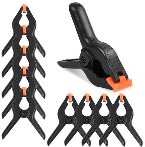 OSDUE Jeu de 9 Pince à Ressort,11.7 CM Noir Pince Polyvalente Serre Joint avec Mobiles Mâchoires Robuste Pour Travaux du Bois Photographie Arrière-plan Jardin Terrasse Artisanat