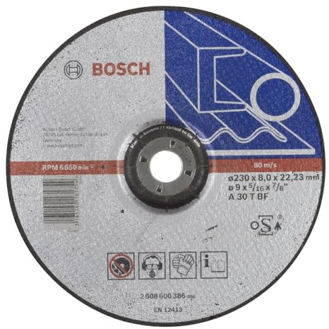 Bosch Professional 1x Schruppscheibe Gekröpft Expert for Metal (Metall, A 30 S BF, Ø 230 mm, 8.0 mm, Zubehör Winkelschleifer) (Packung mit 10)