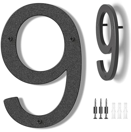 Hausnummer Schwarz - Moderne Hausnummern Anthrazit Große Kunststoff House Numbers Hausadresse 10 Zoll (25,4 cm) Straße Privatadresse Hausnummernschild Hausnummern Numbers 9