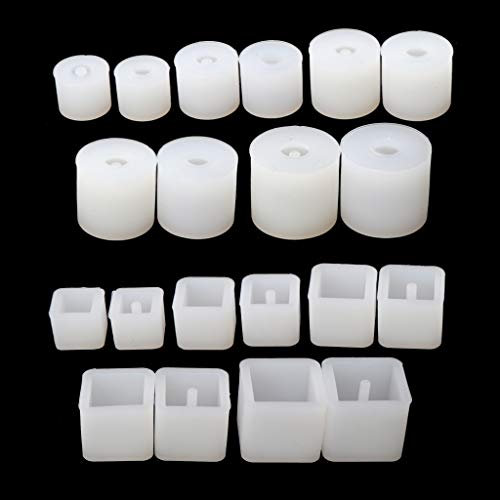 20 moldes de cuentas de silicona con agujero redondo de resina epoxi para proyectos de manualidades de joyería