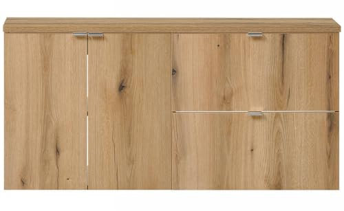 [en.casa] Meuble sous Lavabo Vasque Double avec 2 Portes et 2 Tiroirs Système Softclose MDF Panneau de Particules de Qualité 120 x 60 x 40 cm Effet Chêne
