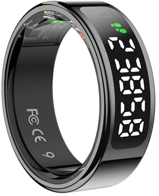 R15 Smart Ring Anello Smart Anello Intelligente con display,Anello Smart Fitness Tracker,Impermeabilità 5 ATM ricarica wireless iOS e Android Activity Tracker,Frequenza Cardiaca,SpO2,Sonno (M 18.3mm)