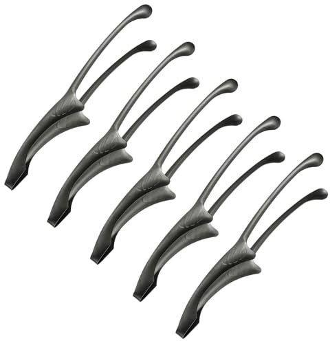 M METERXITY 5 Pcs Korean and Japanese BBQ Tongs 11.5 Inch Barbecue Tongs 430 Stainless Steel Kitchen Self-Standing Grill Non-Slip for Grill/Salad/Camping/Cooking [Black]