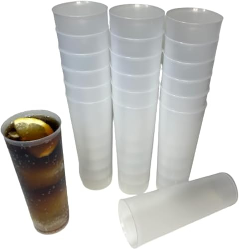 PAWOPA 1000 Vasos de Tubo Plástico Duro Reutilizables. Vasos para Cubata Transparentes, Traslucidos e Irrompibles