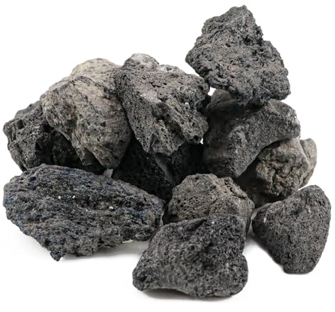 Qerutk 1 Packung Natürliche Aquarium-Steine, Lavastein, Aquarium-Felsen schwarz, Aquarium-Dekosteine, für Pflanzen, Kies für Gartenabdeckung, Pflanzenentwässerung, Kies, Terrarium im Innenbereich (200