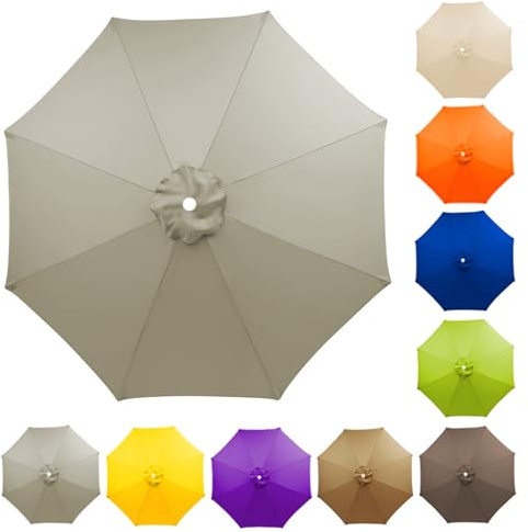 Replacement Parasol Canopy Garden Umbrella Replacement Cover, 2.0m 2.30m 2.5m 2.7m 3.0m Anti-UV Large Umbrella Cover for Garden, Patio, Beach, Pool(Taupe,2.00m/6 Arms)