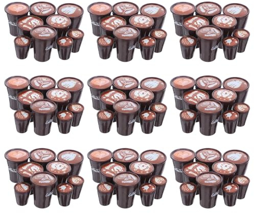Toyvian Lot de 90 Tasses à café en résine pour Maison de poupée, Miniatures japonaises, Motif cœur, Panda, Chat, Accessoire de décoration pour Cuisine et Salle de Bain