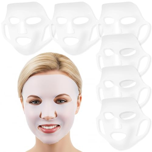 Guduling Lot de 6 masques en silicone réutilisables pour le visage - Masque en silicone pour le visage - Masque en silicone pour spa hydratant et imperméable