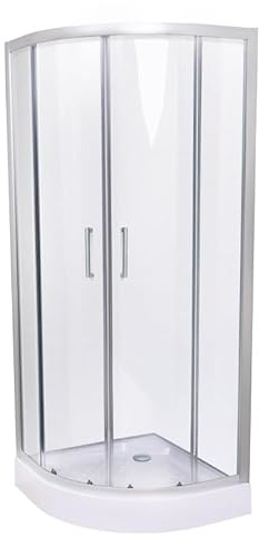 Belvit® Duschkabine Viertelkreis 100x100x200 cm | Schiebetür, Duschwanne, 4 mm ESG Klarglas, verchromte Profile, Antikalk Nano Beschichtung