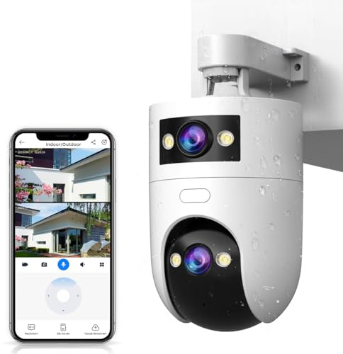 JOOAN Security Camera Outdoor Indoor, 2K Dual Lens 5G/2.4G WiFi Camera, IP66 Weatherproof, 360° View, 3 Night Modes, Color Night, AI Motion Tracking, 2-Way Talk, Cloud & SD Storage (8-256G)