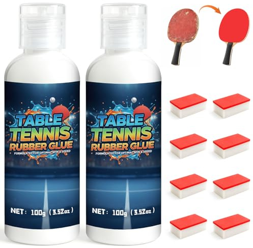 200 ml Colla ping pong, fornita con 4 spugne, legame potente, asciugatura rapida, progettata specificamente per attaccare fogli di gomma da ping pong, adatta a giocatori professionisti e amatoriali
