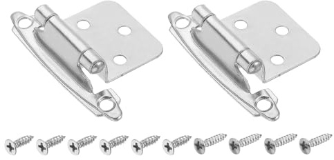 QUARKZMAN Bisagras Para Gabinete Cocina Inset, 2 Piezas Bisagras Semiocultas 1/2 Superposición Montaje Superficial Hardware Gabinete Bisagras Autocerrantes Con Tornillos, Plata Níquel