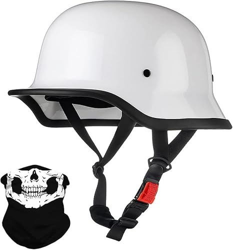 Tyska motorcykelhjälmar (halvhjälm) med ECE/DOT-certifiering, jethjälm, retrohjälm, chopperhjälm, skoterhjälm, cykelhjälm, med avtagbart innerfoder och snabbspännen. C 57–58 cm