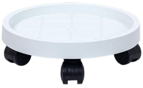 SZLIFE Supporto per Piante su Ruote Bianco con Ruote, Robusto, con Serbatoio d'Acqua, Silenzioso, per spostare vasi di Fiori da Giardino, per Esterni, Diametro 25 Cm
