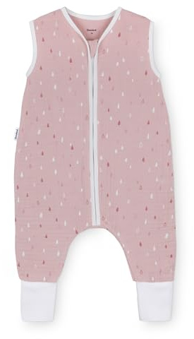 Ehrenkind® Baby Sommerschlafsack mit Füßen Musselin 0.5 TOG | aus weicher OEKO-TEX zertifizierter Bio-Baumwolle | Sommer Baby Schlafsack 0.5 TOG Gr. 70 Farbe Rosé Tropfen