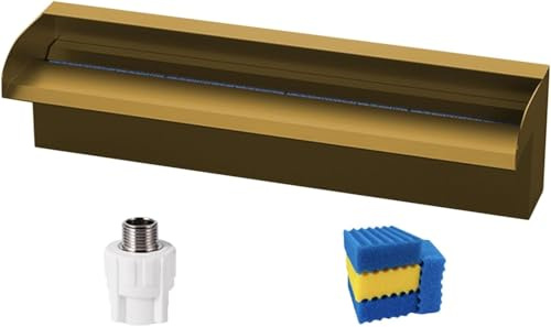 Anpassningsbart vattenfallsbladfontänkit i rostfritt stål, 16-79 tum bredare pool- och dammutlopp för markpooler, trädgårdar och stenpartier (koppar, 28 tum/70 cm)
