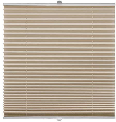 Plissee auf Maß für alle Fenster Montage Glasleiste Blickdicht mit Spannschuh Sonnenschutzrollo Beige Breite: 61-70 cm, Höhe: 101-150 cm
