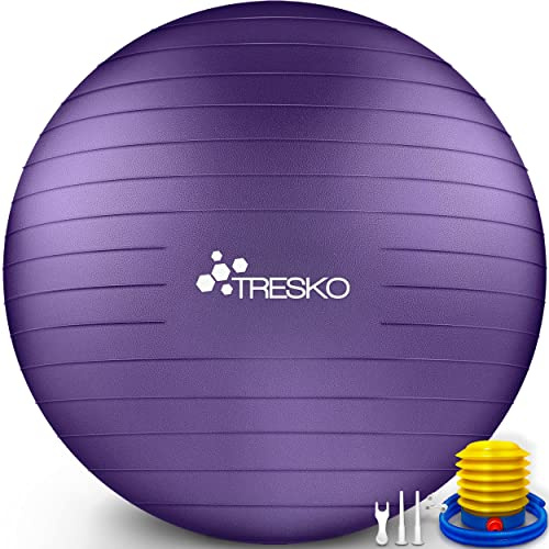 TRESKO® Gymnastikball BPA-Frei inkl. Luftpumpe | Ergonomischer Sitzball | Pilates Ball für Fitness, Yoga, Gymnastik, Schwangerschaft, Rückenschmerzen | Yogaball Pezziball Sitzball Anti-Burst 300 kg