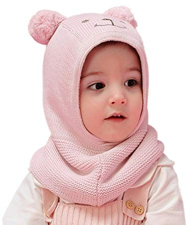 Magracy Baby Kleinkind Kinder Wintermütze mit Kapuze und Fleecefutter, Strickmütze, Schal mit Ohren