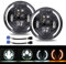 Paar 7 LED Arbeitslicht 200W 20000LM 4 Linsen Angel Eyes 3000K+6000K 4 Modi Beleuchtung Runde schwarze Lichter LED Offroad Feuer Kreuz DRL HI LO Strahl für Wrangler JK TJ LJ CJ Ha-ley Hum-mer