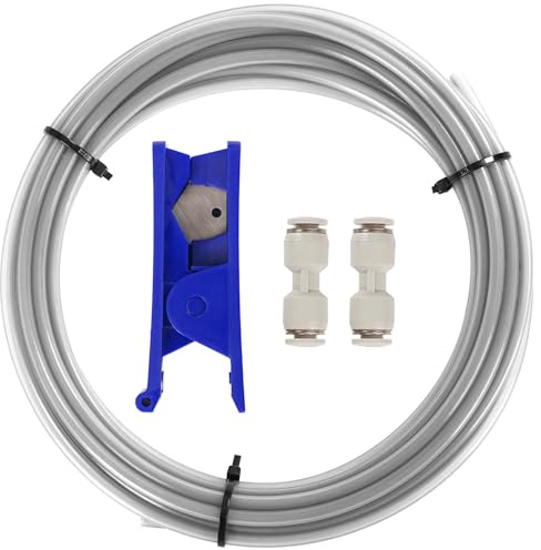 Sovol 5m PTFE-Schlauch 2,5mm ID 4mm OD mit 2 Kupplungen & Schlauchschneider für Bambu Lab X1/X1C/P1P/P1S/A1/A1 Mini, K1/ K1 Max/Ender 3 V3 für Direktantrieb Extruder 3D Drucker-Zubehör, Grau