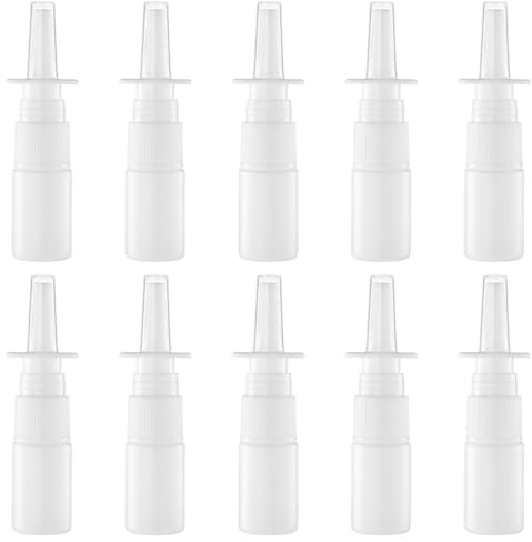 HEALIFTY 20 botellas de pulverización vacías de inyección directa, botella pulverizadora nasal para limpieza de nariz (10 ml), White, Talla 1