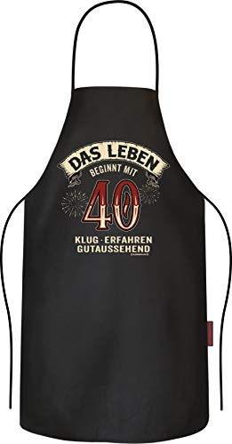 Grillschürze Kochschürze Küchenschürze als Geschenk zum 40. Geburtstag aus reiner Baumwolle