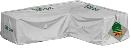 Mehr Garten Schutzhülle Lounge L-Form, kurze Seite rechts, 300x245x80 cm | 600D Oxford - wasserdicht, UV-beständig, reißfest und winterfest - Abdeckung für Gartenmöbel mit Kordelzug für sicheren Halt