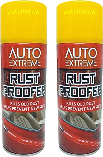 HitlineUK 2 x 400ML Rust Remover Spray Kills Old Rust Anti Rust Shield Aerosol Can Prevent,Protect Rust Paint Rust Remover, For Spraying Cast Iron Metal Gate, Doors Cars Caravans Boats