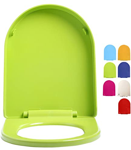 D-Form WC Sitz, Toilettendeckel mit Absenkautomatik und Quick-Release Funktion, Klodeckel aus Dickes Polypropylen, Einfache Montage und Reinigung (Color : Green)